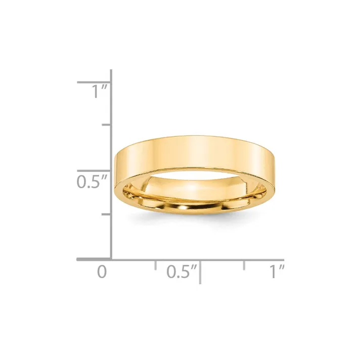 Solid 18K Yellow Gold 5mm Standard Flat Comfort Fit MensWomens Wedding Band Ring Size 5 Goldia Rings