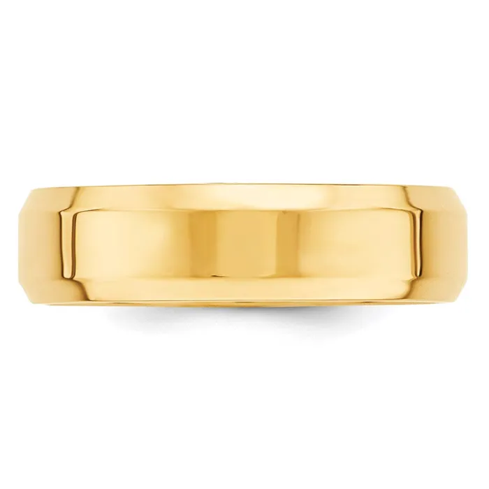 Solid 18K Yellow Gold 6mm Bevel Edge Comfort Fit MensWomens Wedding Band Ring Size 9 Goldia Rings