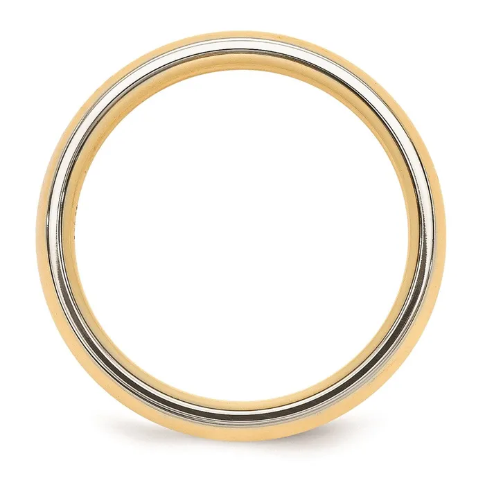 Solid 18K Yellow Gold TwoTone 6mm Domed Size 8 Wedding MensWomens Wedding Band Ring Goldia Rings