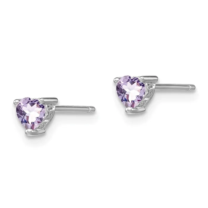 Sterling Silver 4mm Heart Rhodolite Garnet Post Earrings Goldia Earrings