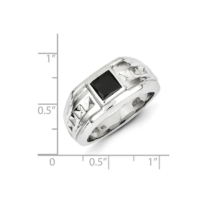 Sterling Silver Black Diamond Mens Ring Goldia Rings