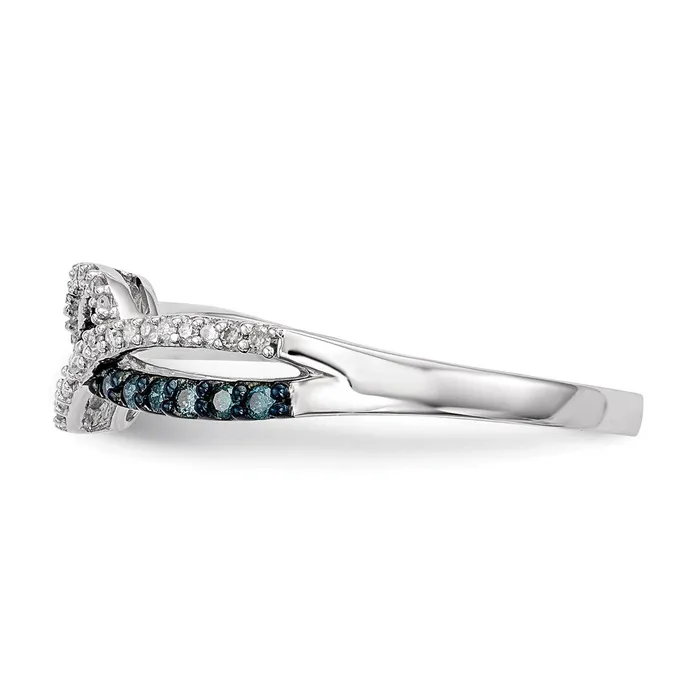 Sterling Silver Blue and White Diamond Ring Goldia Rings