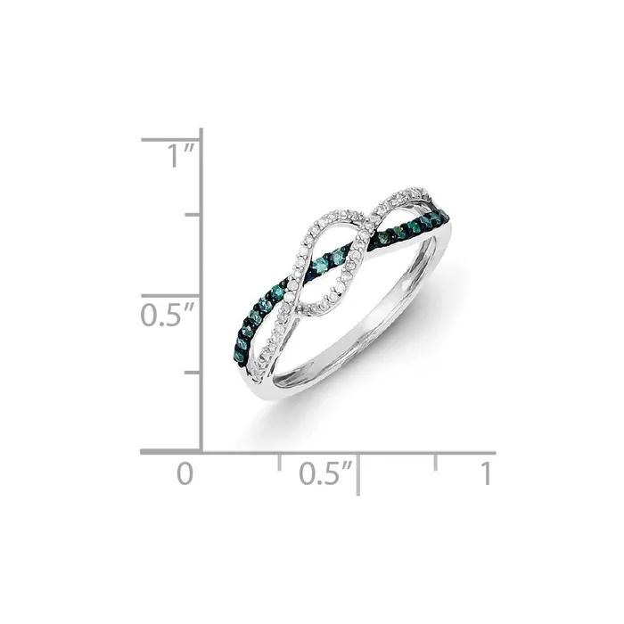 Sterling Silver Blue and White Diamond Ring Goldia Rings