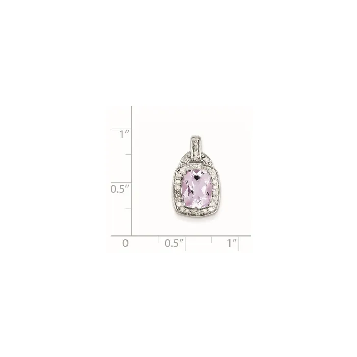 Sterling Silver Diamond u0026 Pink Quartz Square Pendant Goldia Necklaces