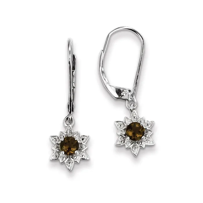 Sterling Silver Diamond u0026 Smoky Quartz Earrings Goldia Earrings