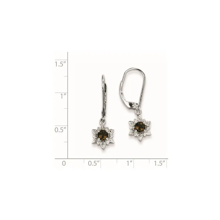 Sterling Silver Diamond u0026 Smoky Quartz Earrings Goldia Earrings