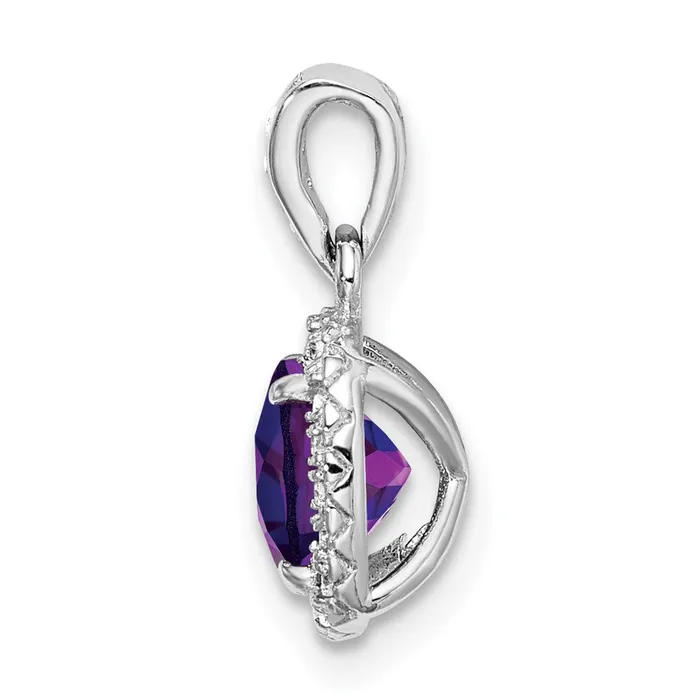 Sterling Silver RH Plated Amethyst and Created White Sapphire Pendant Goldia Necklaces