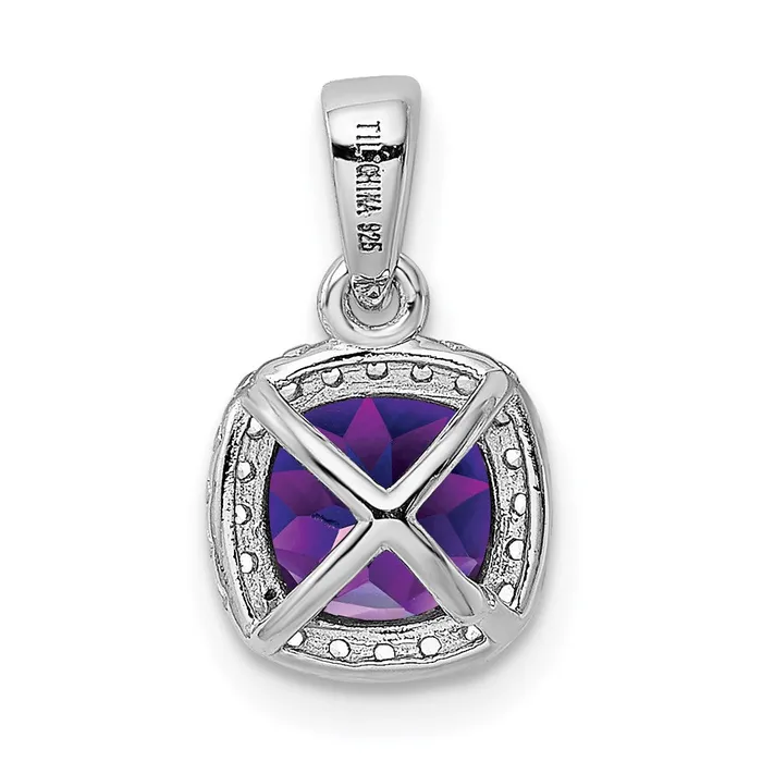 Sterling Silver RH Plated Amethyst and Created White Sapphire Pendant Goldia Necklaces