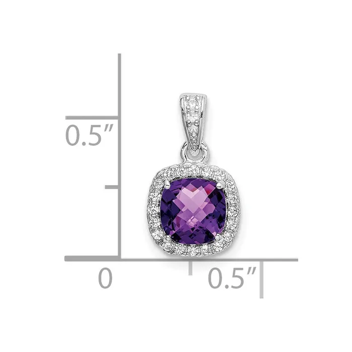Sterling Silver RH Plated Amethyst and Created White Sapphire Pendant Goldia Necklaces