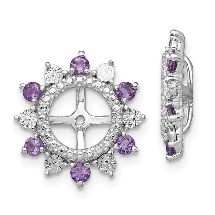 Sterling Silver Rhodium Amethyst Earring Jacket Goldia Earrings