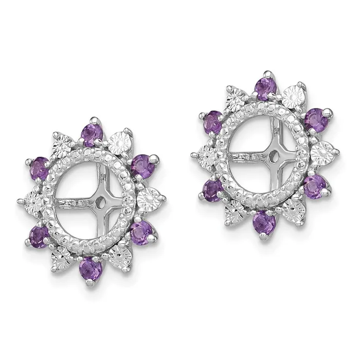 Sterling Silver Rhodium Amethyst Earring Jacket Goldia Earrings