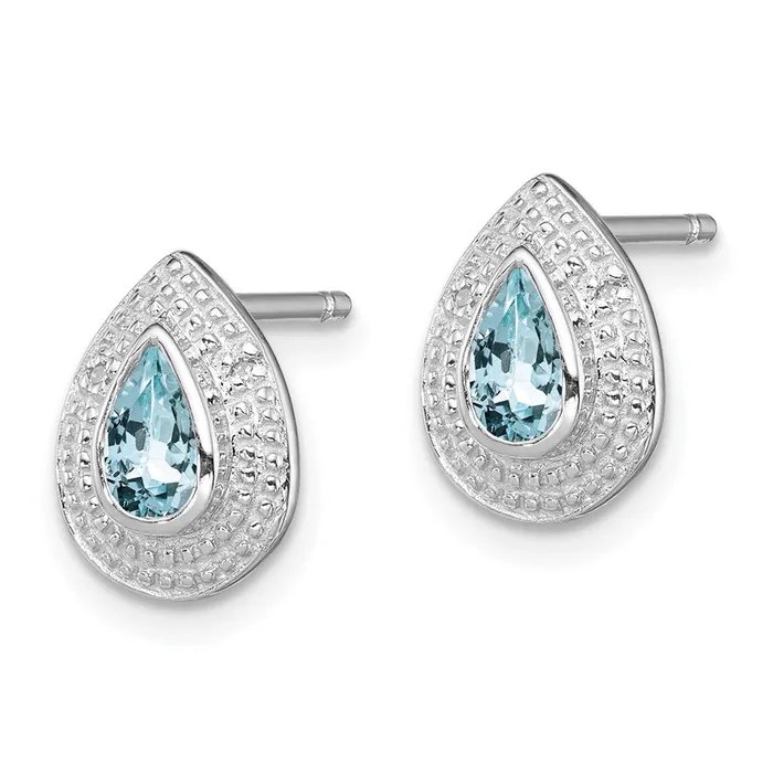 Sterling Silver Rhodium Aqua u0026 Diamond Post Earrings Goldia Earrings