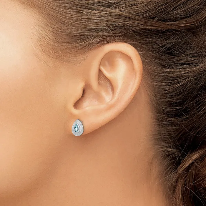 Sterling Silver Rhodium Aqua u0026 Diamond Post Earrings Goldia Earrings