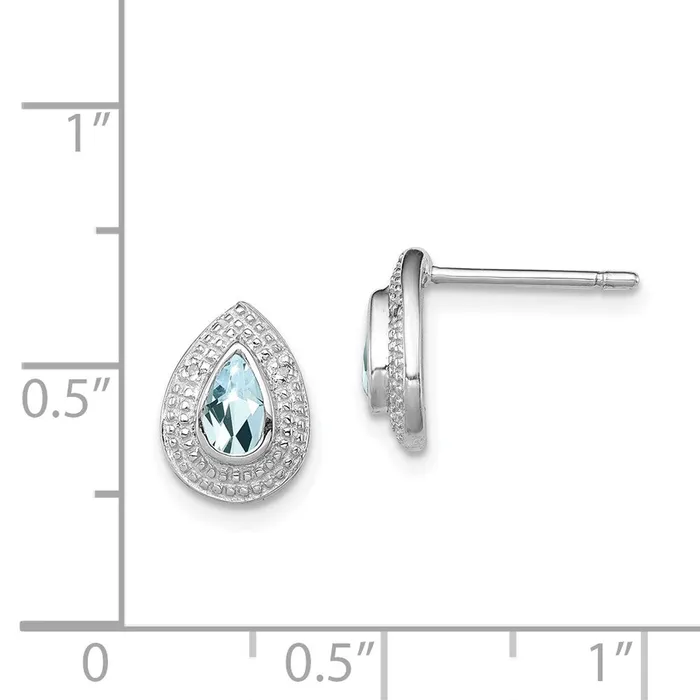 Sterling Silver Rhodium Aqua u0026 Diamond Post Earrings Goldia Earrings