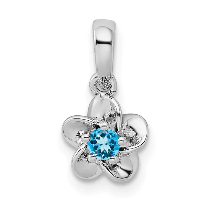 Sterling Silver Rhodiumplated Floral Blue Topaz Pendant Goldia Necklaces