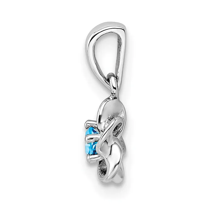 Sterling Silver Rhodiumplated Floral Blue Topaz Pendant Goldia Necklaces