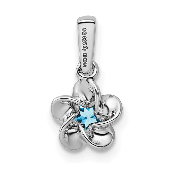 Sterling Silver Rhodiumplated Floral Blue Topaz Pendant Goldia Necklaces