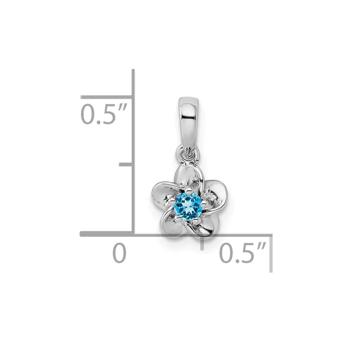 Sterling Silver Rhodiumplated Floral Blue Topaz Pendant Goldia Necklaces