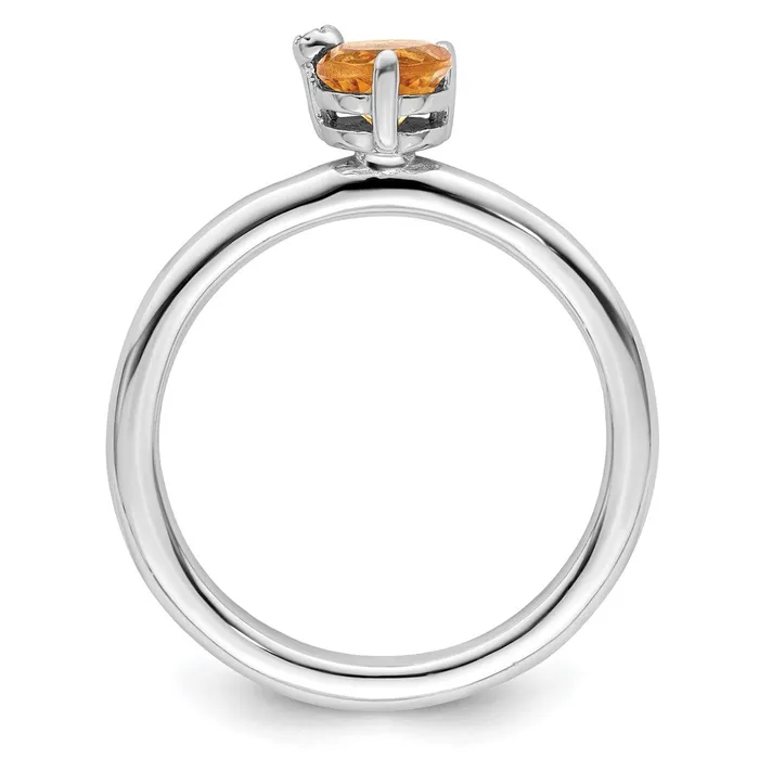 Sterling Silver Rhodiumplated Polished Circle Citrine u0026 White Topaz Ring Goldia Rings