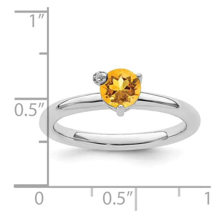 Sterling Silver Rhodiumplated Polished Circle Citrine u0026 White Topaz Ring Goldia Rings