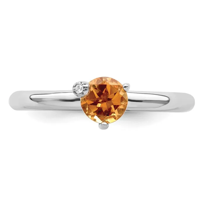 Sterling Silver Rhodiumplated Polished Circle Citrine u0026 White Topaz Ring Goldia Rings