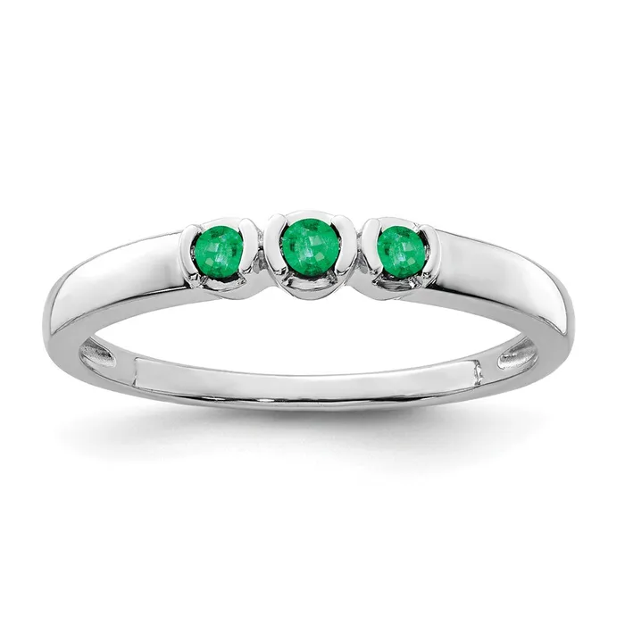 Sterling Silver Rhodiumplated Polished Emerald 3 Stone Ring Goldia Rings