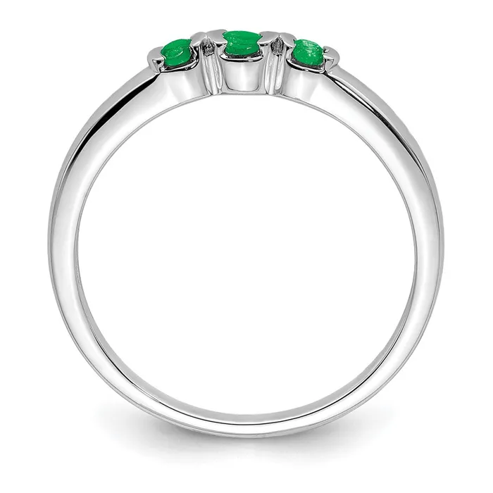 Sterling Silver Rhodiumplated Polished Emerald 3 Stone Ring Goldia Rings