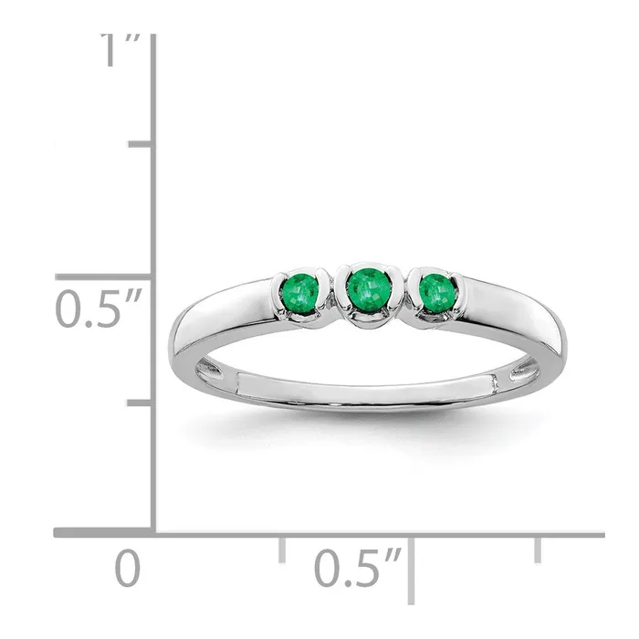 Sterling Silver Rhodiumplated Polished Emerald 3 Stone Ring Goldia Rings