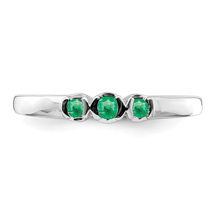 Sterling Silver Rhodiumplated Polished Emerald 3 Stone Ring Goldia Rings
