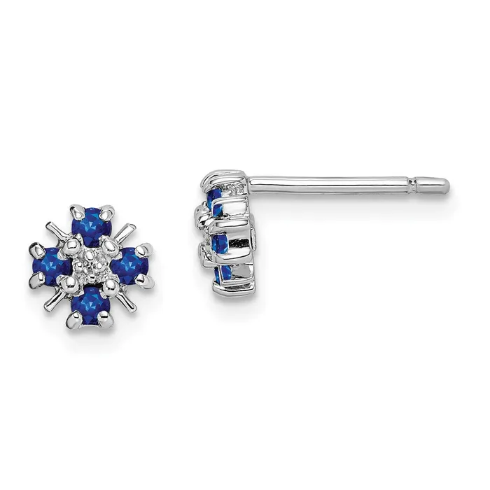 Sterling Silver Rhodium Sapphire u0026 Diamond Post Earrings Goldia Earrings