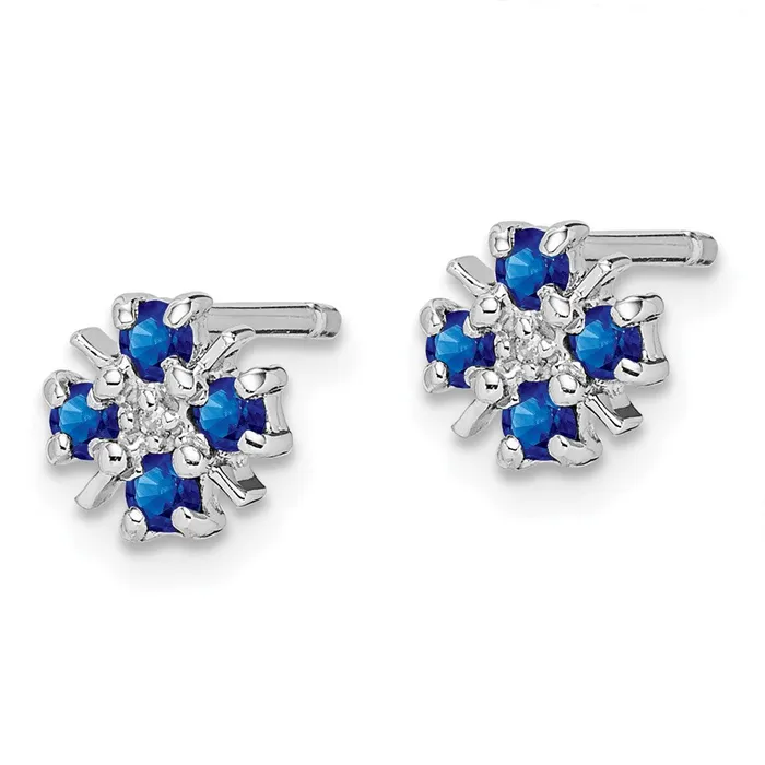 Sterling Silver Rhodium Sapphire u0026 Diamond Post Earrings Goldia Earrings