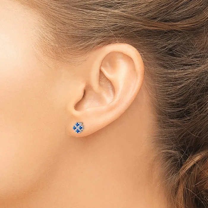 Sterling Silver Rhodium Sapphire u0026 Diamond Post Earrings Goldia Earrings