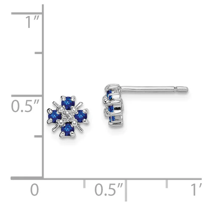 Sterling Silver Rhodium Sapphire u0026 Diamond Post Earrings Goldia Earrings