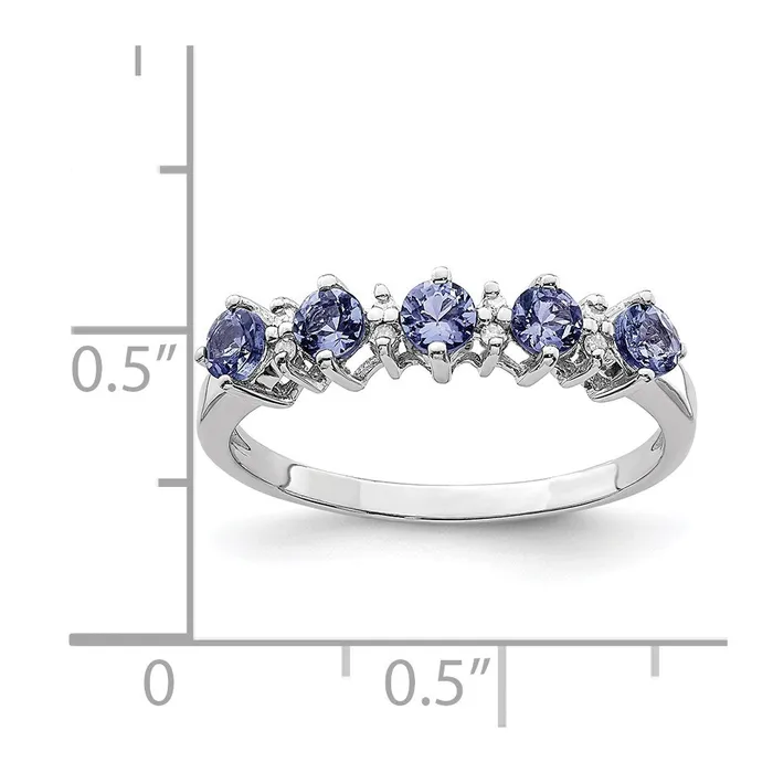 Sterling Silver Rhodium Tanzanite u0026 Diamond Ring Goldia Rings