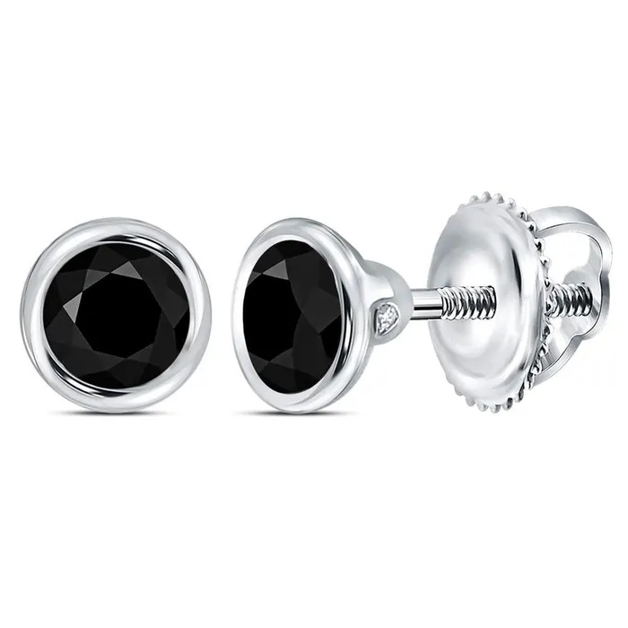 Sterling Silver Round Black Diamond Solitaire Earrings 1 Cttw gndatlanta Earrings