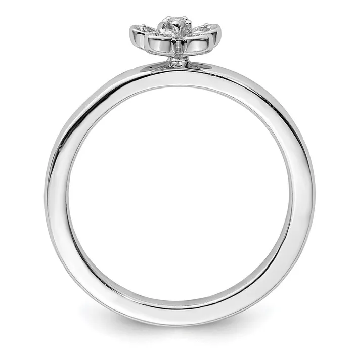 Sterling Silver Stackable Expressions Flower Diamond Ring Goldia Rings
