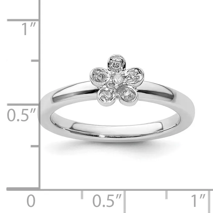 Sterling Silver Stackable Expressions Flower Diamond Ring Goldia Rings
