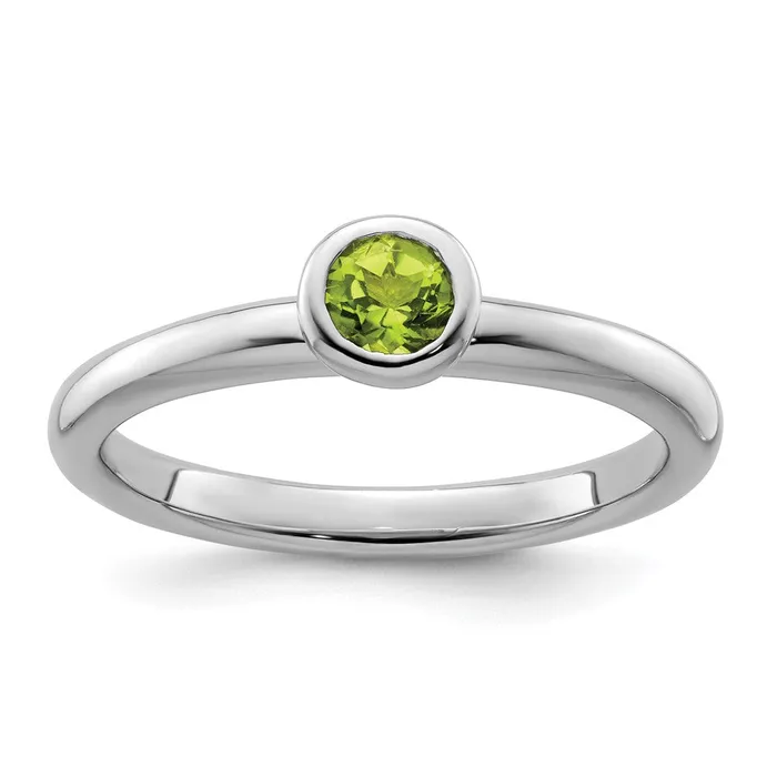 Sterling Silver Stackable Expressions Low 4mm Round Peridot Ring Goldia Rings
