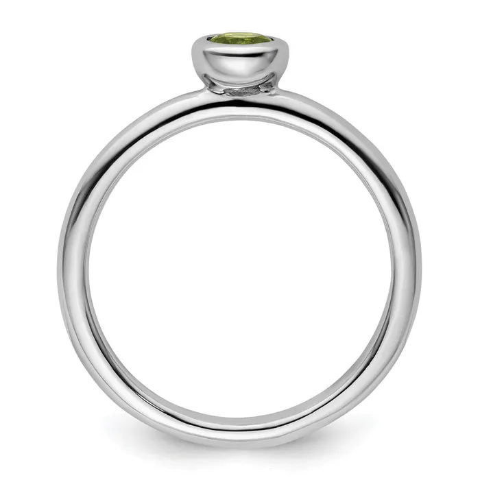 Sterling Silver Stackable Expressions Low 4mm Round Peridot Ring Goldia Rings