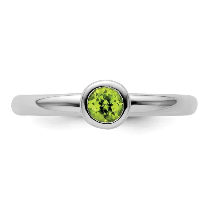 Sterling Silver Stackable Expressions Low 4mm Round Peridot Ring Goldia Rings