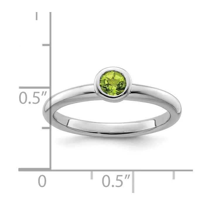 Sterling Silver Stackable Expressions Low 4mm Round Peridot Ring Goldia Rings