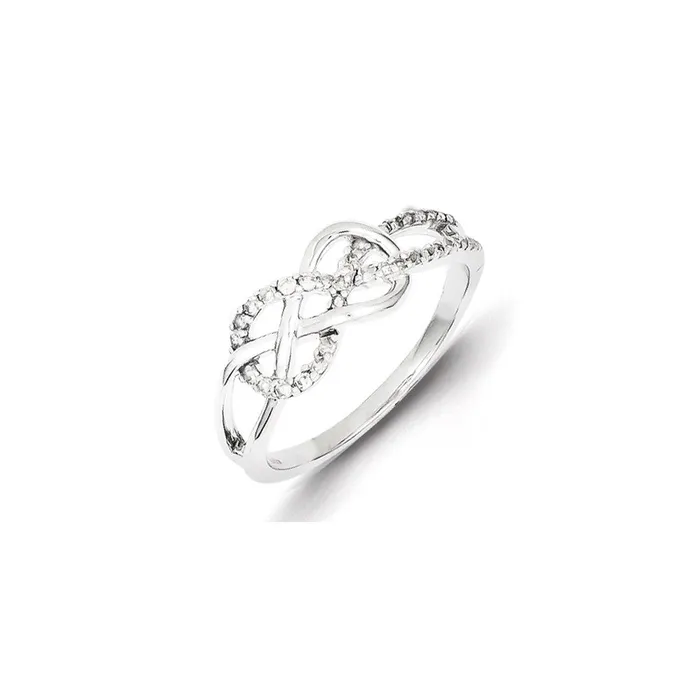 Sterling Silver Twist Design Diamond Ring Goldia Rings