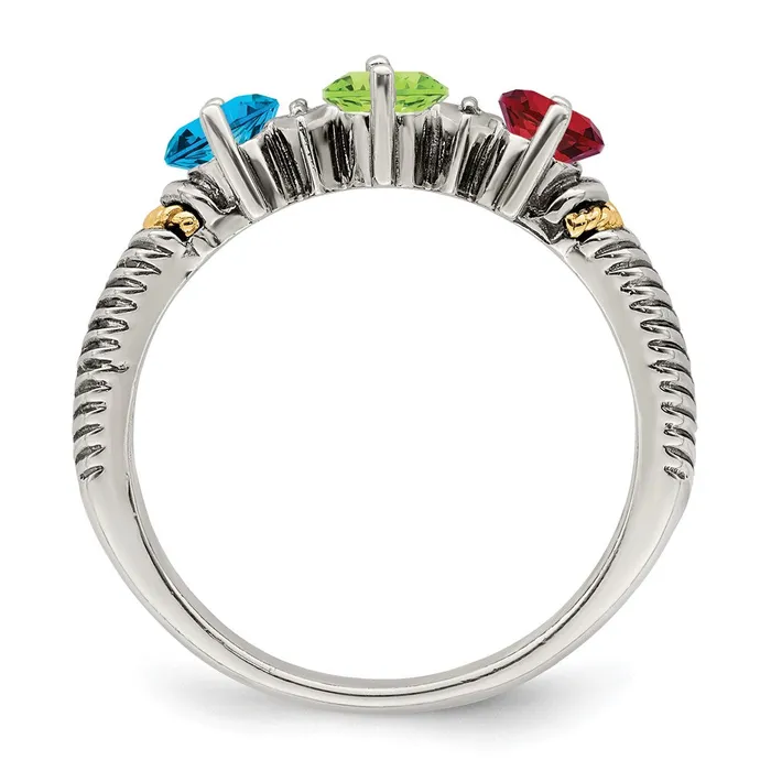 Sterling Silver u0026 14k Threestone and Diamond Mothers Ring Goldia Rings