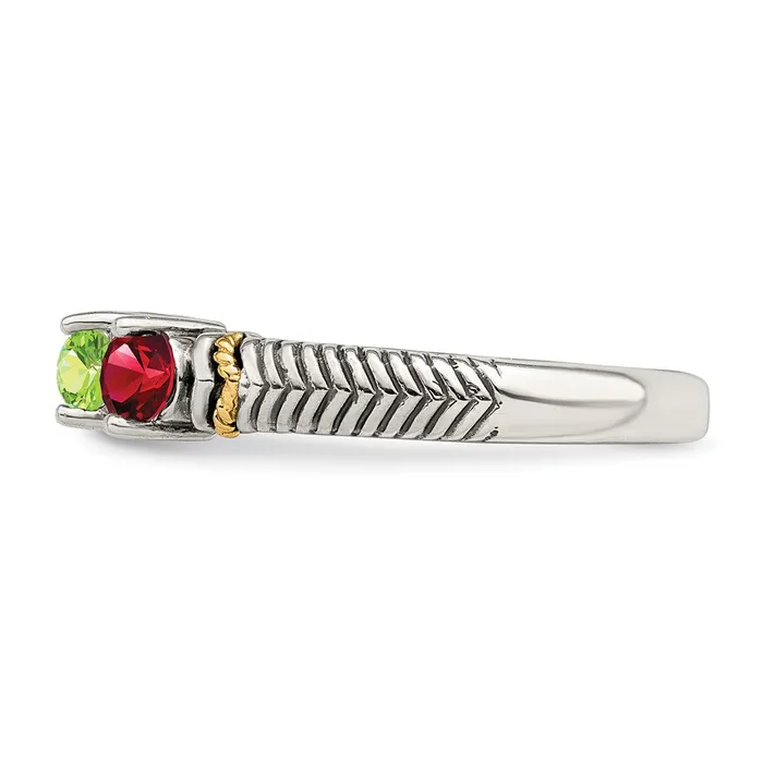 Sterling Silver u0026 14k Threestone and Diamond Mothers Ring Goldia Rings