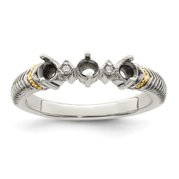Sterling Silver u0026 14k Threestone and Diamond Mothers Ring Goldia Rings