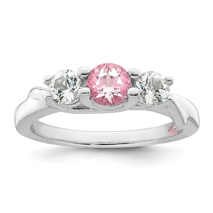 Survivor Collection Sterling Silver Rhodiumplated White and Pink Swarovski Topaz Joanna Ring Goldia Rings