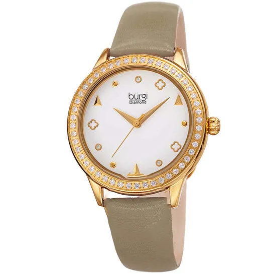Watches JMS always Original Burgi Diamond White Dial Leather Ladies Watch BUR221TP