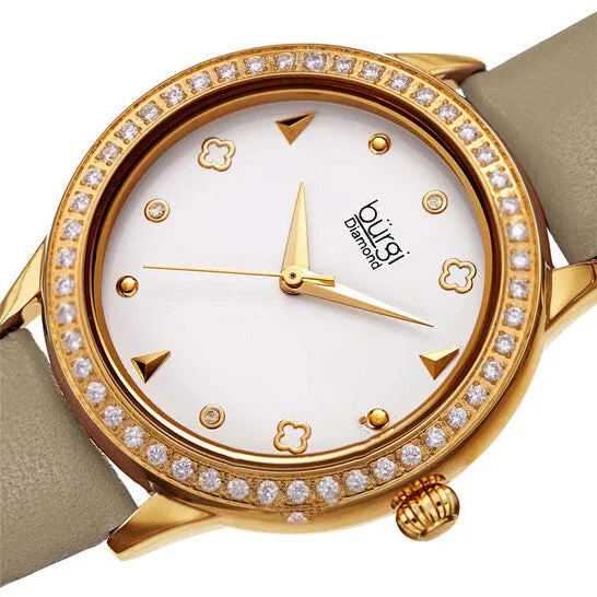 Watches JMS always Original Burgi Diamond White Dial Leather Ladies Watch BUR221TP