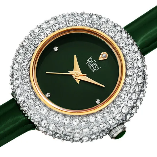 Watches JMS always Original Burgi Quartz Diamond Green Dial Ladies Watch BUR195GN