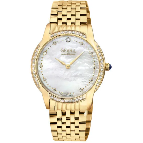 Watches JMS always Original Gevril Airolo Diamond Mother of Pearl Dial Ladies Watch 13221B
